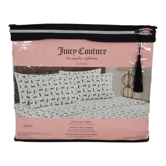 Juicy Couture King Sheet Set With Leopard Print & 4 King Pillowcases Polyester - Picture 6 of 8